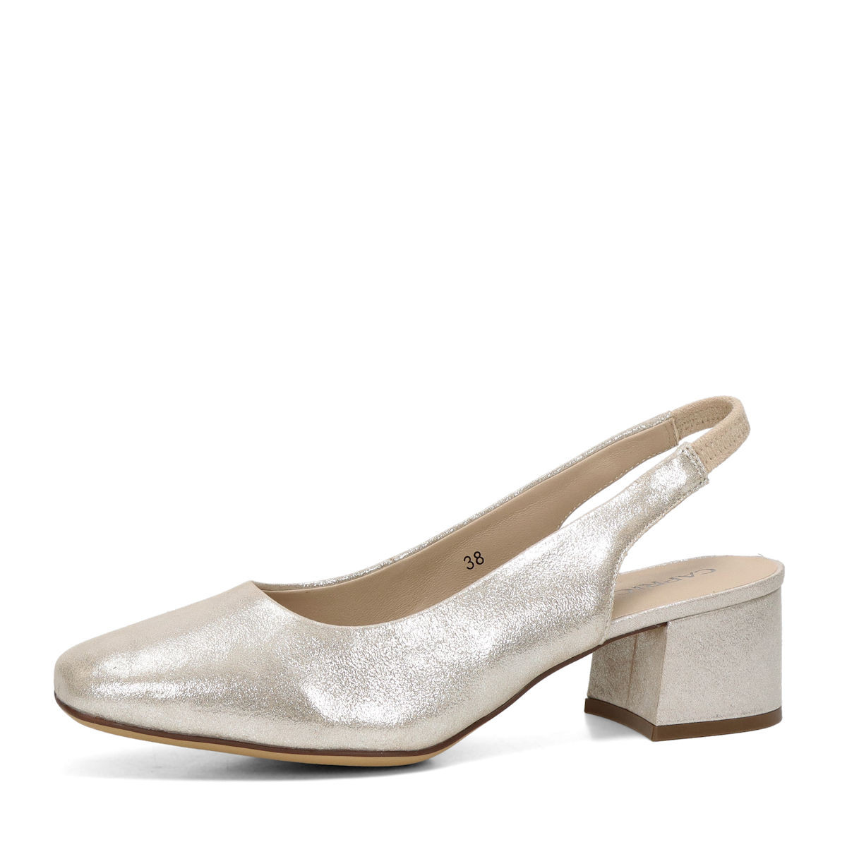 Caprice dámské kožené lodičky - béžovo stříbrné - 36