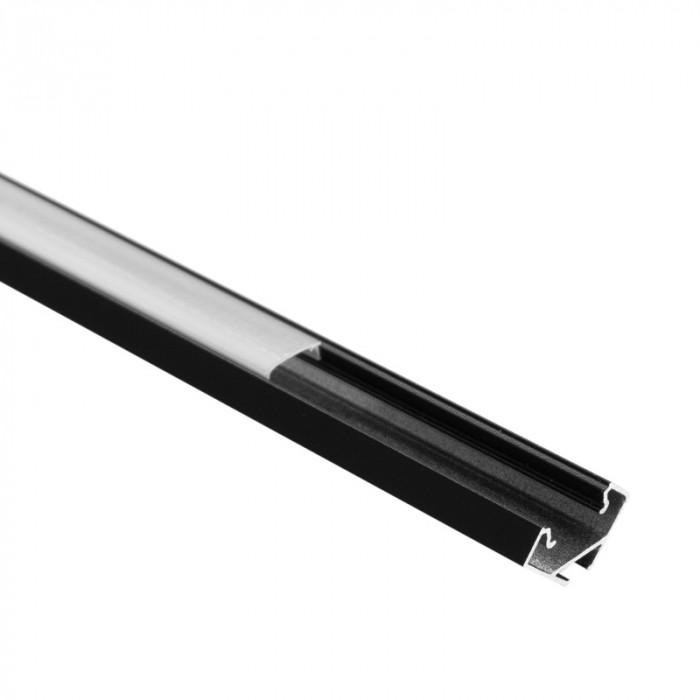 Eco Light R02 rohový profil černý + matný difuzor 2m + 4x krytky EC20629