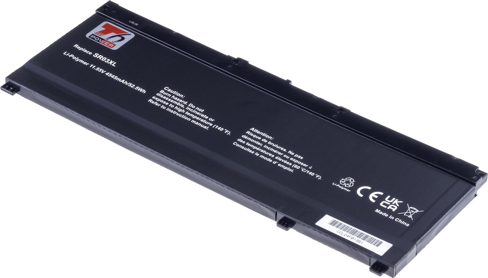 Baterie T6 Power HP Pavilion Gaming 15-cx0000, 17-cd0000, 4545mAh, 52,5Wh, 3cell, Li-pol