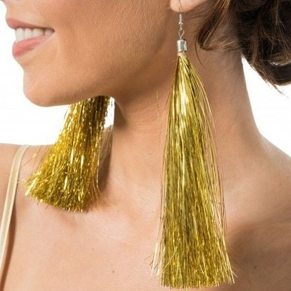 Náušnice z třásní zlaté 17 cm