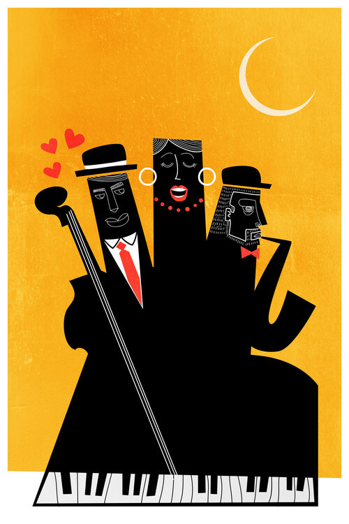 Kubistika Ilustrace Casablanca Jazz YELLOW, Kubistika, 26.7 × 40 cm