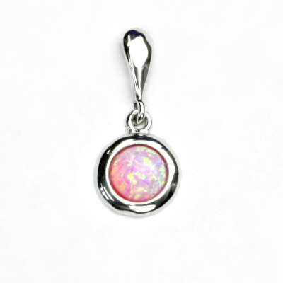 Stříbrný přívěsek, růžový syntetický opál, přívěsek s opálem, P 1471