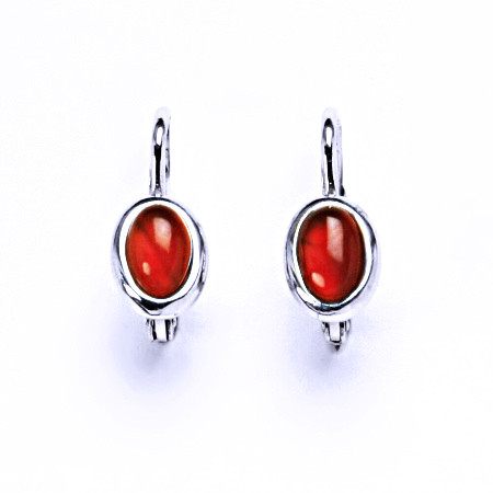 Přírodní karneol, náušnice stříbrné na patent 6x4, šperk NK 1353