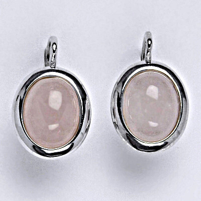 Stříbrné náušnice s přírodním kamenem růženín 10 x 8 mm, NK 1453