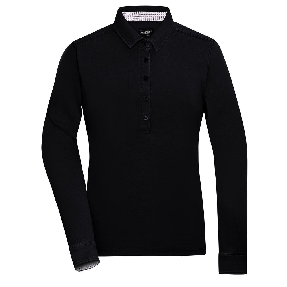 James & Nicholson (Daiber) Dámská polokošile s dlouhým rukávem JN713 - Černá / bílá / titanová | S