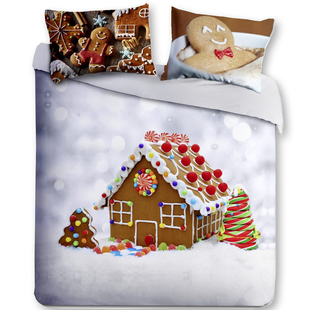 Gipetex Natural Dream 3D italské povlečení 100% bavlna Pan di Zenzero - Perníková chaloupka - 140x200 / 70x90 cm