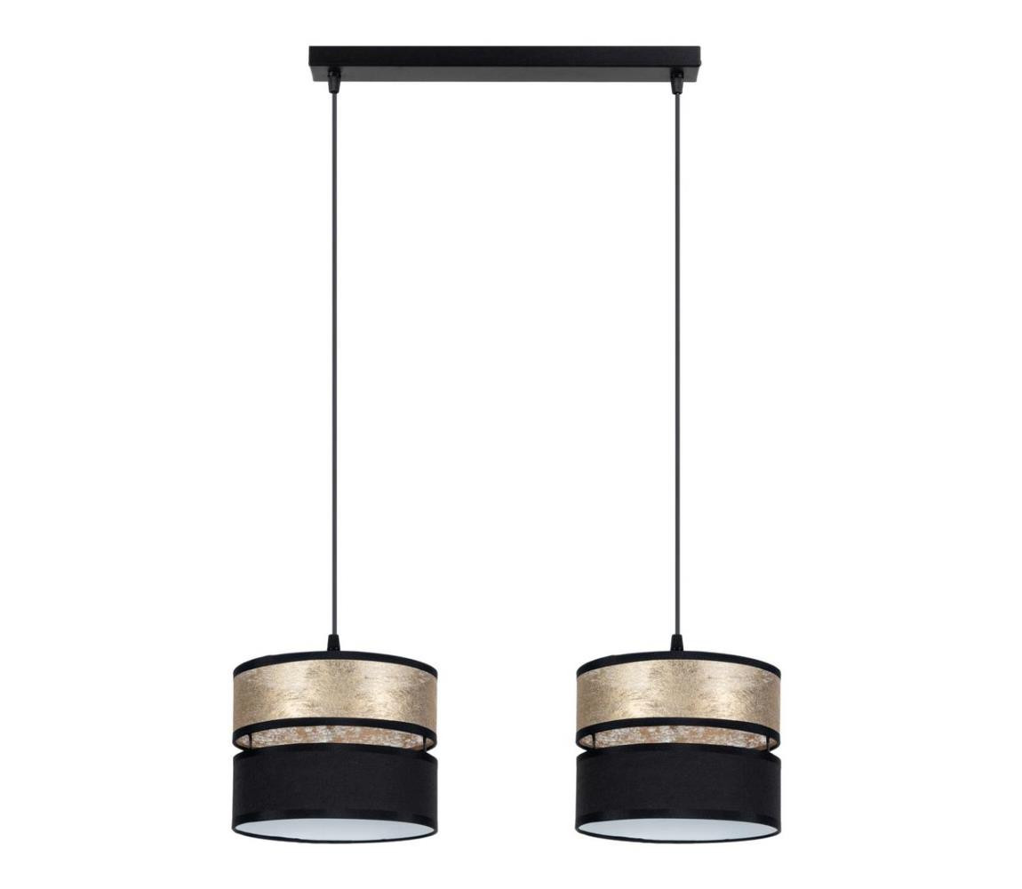 Lustr na lanku LIMA 2xE27/60W/230V zlatá/černá