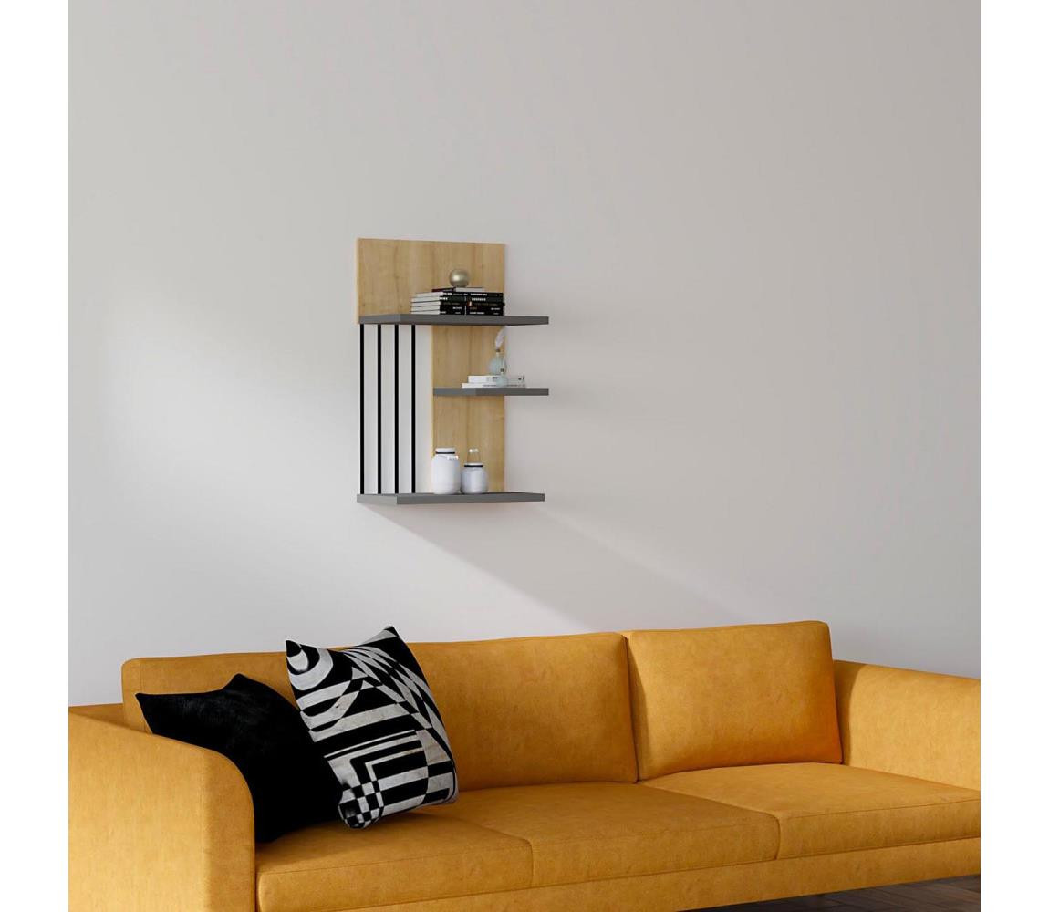 Nástěnná police NEZMA 60x40 cm béžová/antracit