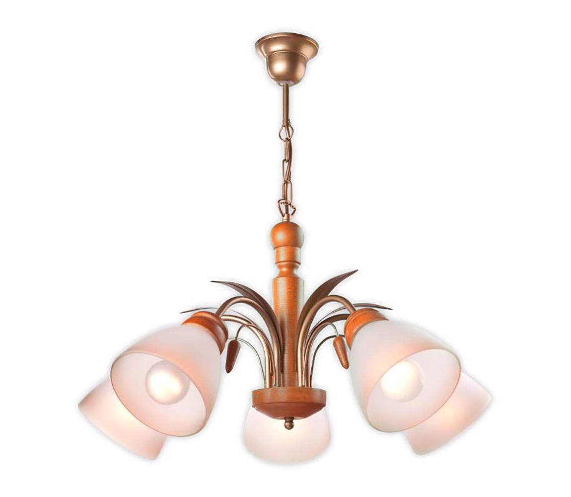 Lustr na řetězu TULIPAN 5xE27/60W/230V buk - FSC certifikováno