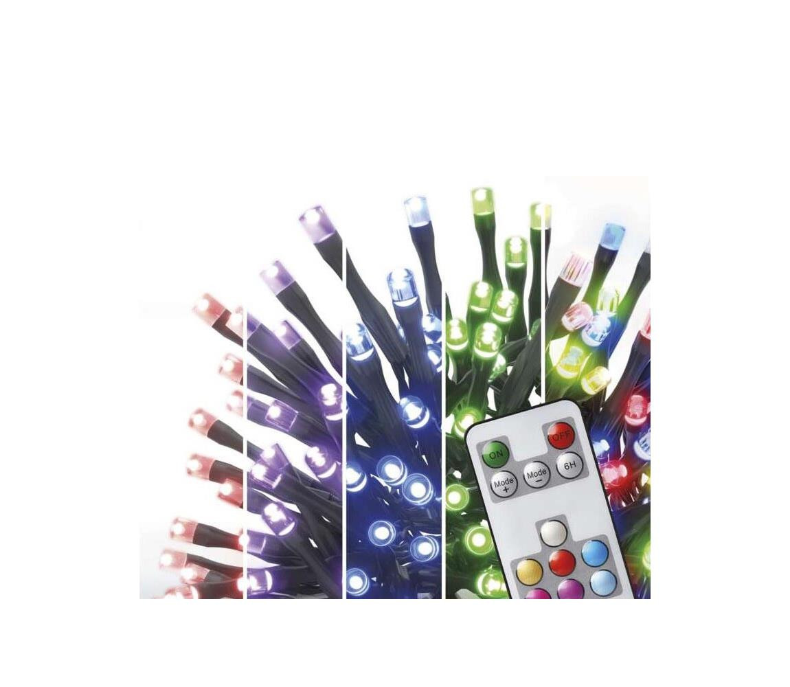 LED RGB Vánoční venkovní řetěz 96xLED/72 módů 13m IP44 + dálkové ovládání