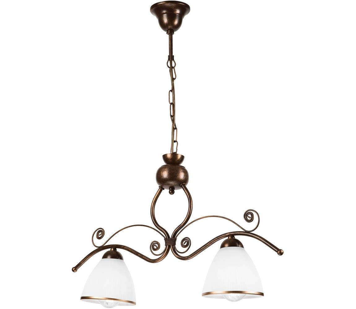 Lustr na řetězu RETRO 2xE27/60W/230V měděná/patina