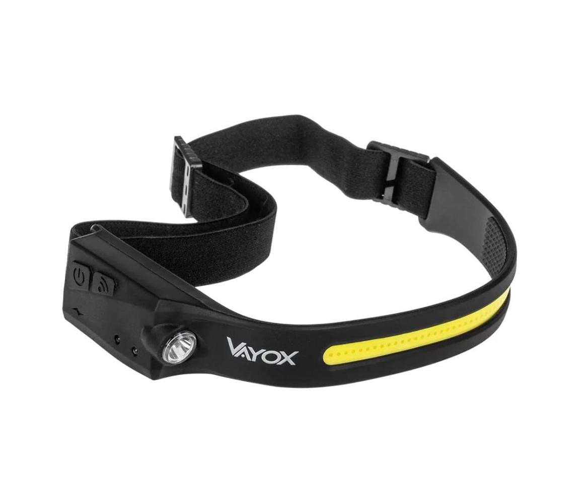 Vayox LED Stmívatelná nabíjecí čelovka se senzorem 2xLED/5V IP44 350 lm 1200 mAh