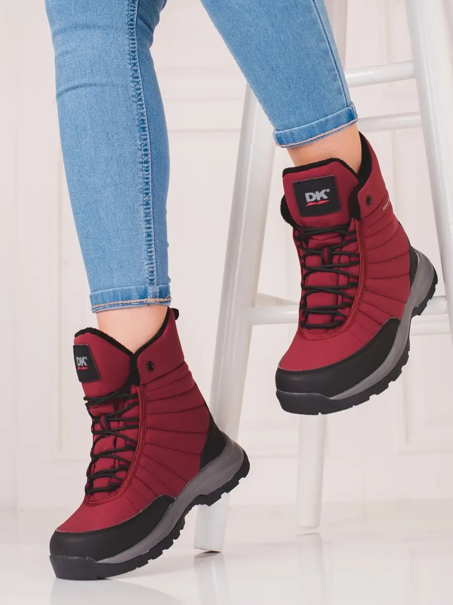 Výborné bordové dámské sněhule bez podpatku