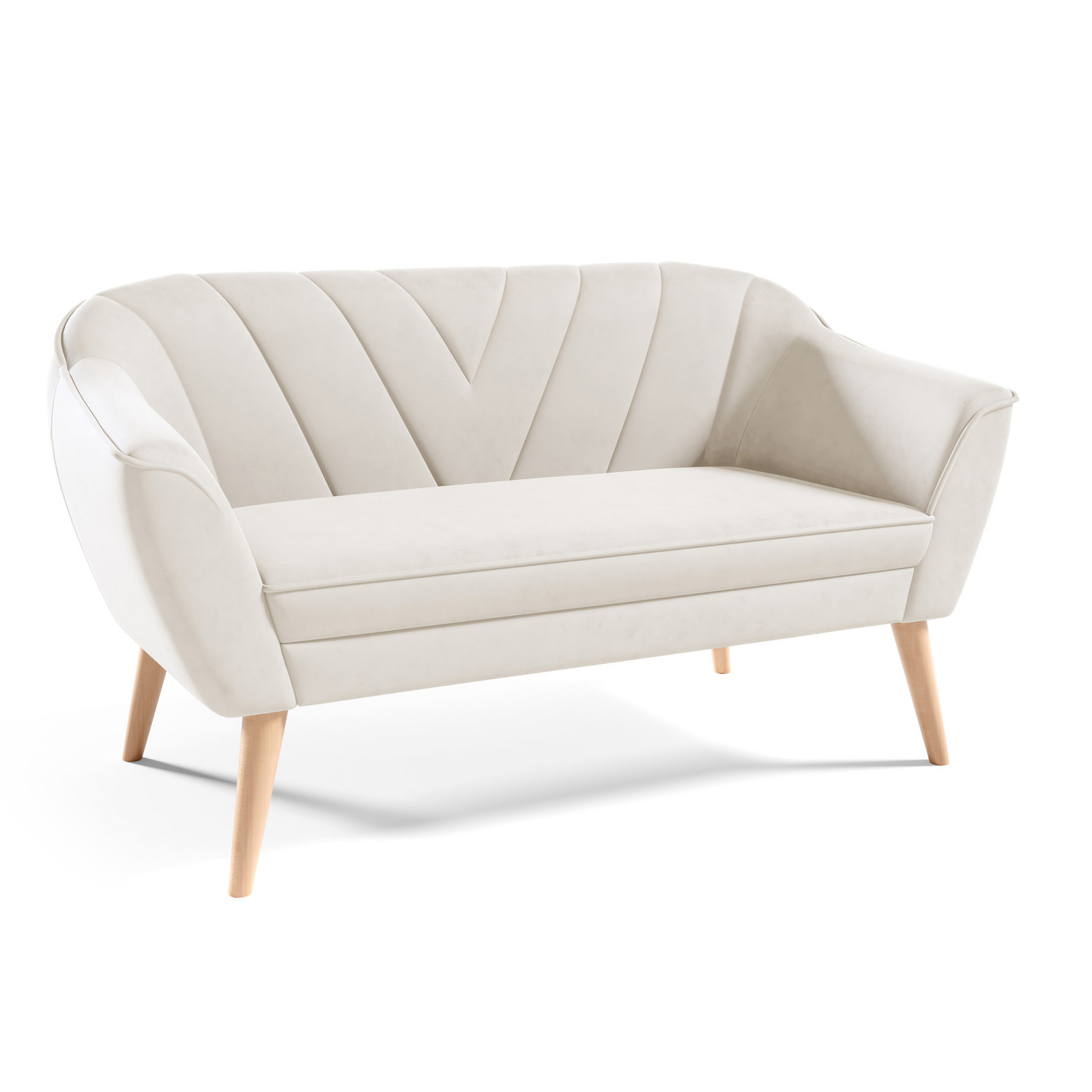 Eka Pohovka LOVA, 140 cm Látka Velutto: Velutto 01 - Krémová, Výběr nohou: Přírodní