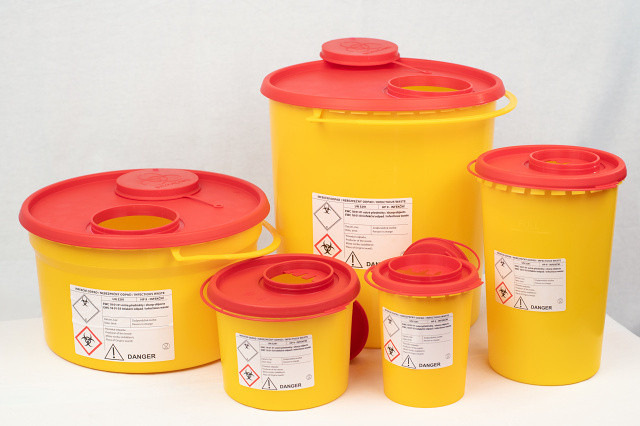 YANNICK Kontejner na kontaminovaný odpad, žlutý + červené víko Objem: 1 l