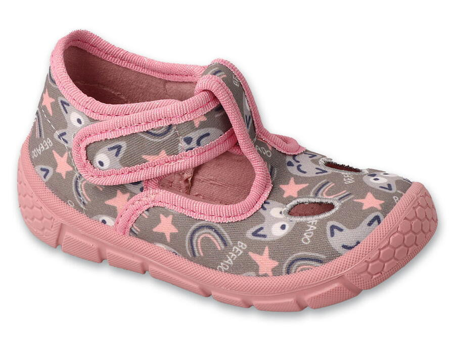 BEFADO 630P017 dívčí bačkorky šedé lišky 19 630P017_19