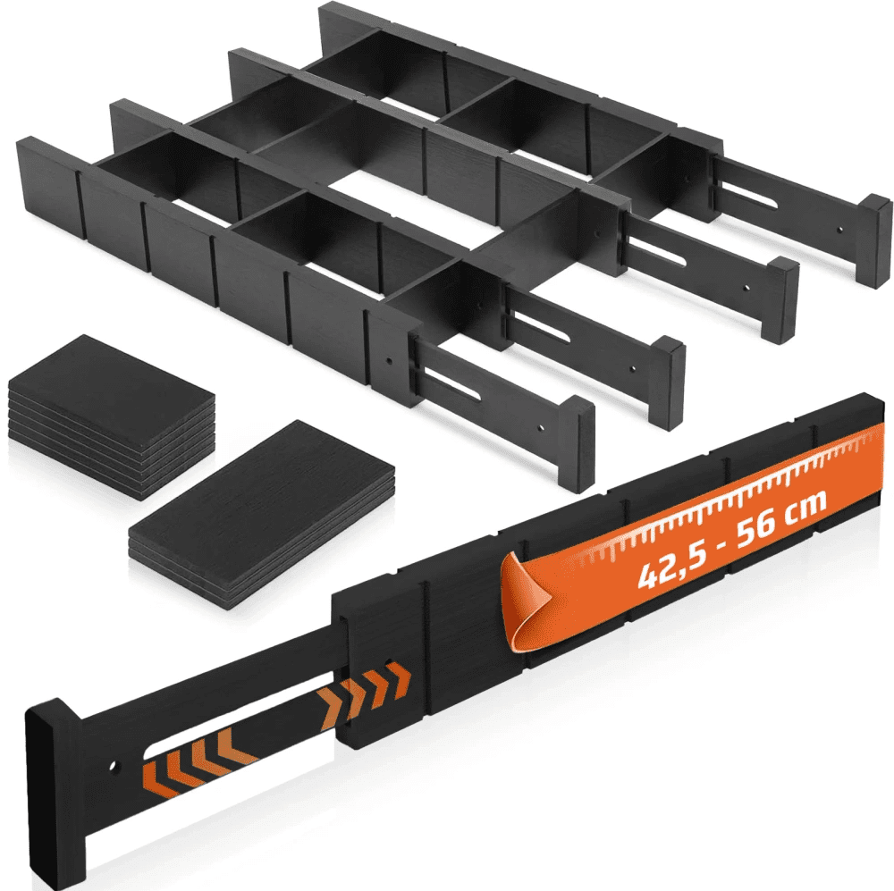 Interlook Organizér zásuvek na nábytek | Nastavitelný oddělovač zásuvek | Bambusový oddělovač s 9 přepážkami | KBT-B615 5160