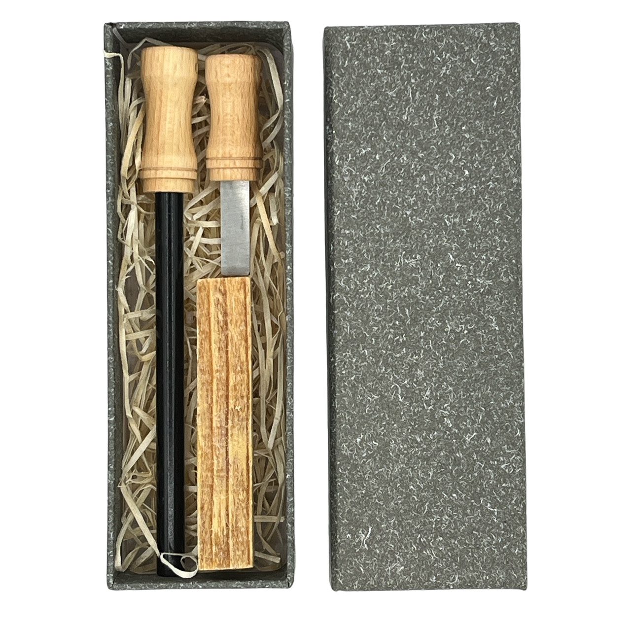 Dárková sada křesadla Bukovka HG M v šedé krabičce - černá-hnědá