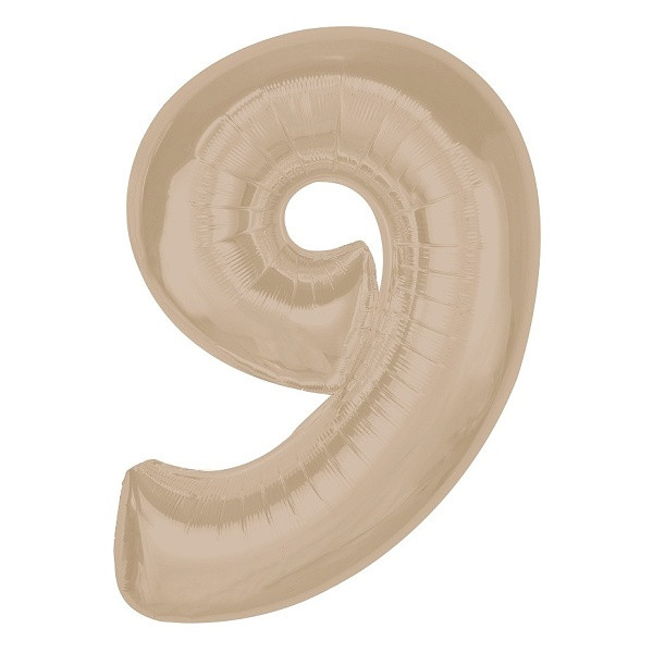 Balónek fóliový číslo 9 matný latte 92cm