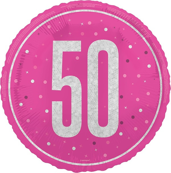 Balónek fóliový 50 třpytivý růžový 46 cm