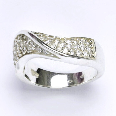 Stříbrný prsten s čirými zirkony,prsten ze stříbra,váha 6,99 g