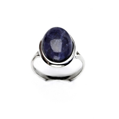 Stříbrný prsten, přírodní sodalit, 16 x 12 mm, T 1455