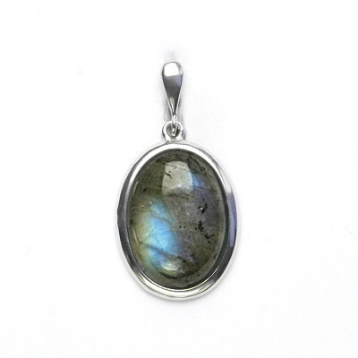 Stříbrný přívěsek, přírodní labradorit, 18x13, P 1492