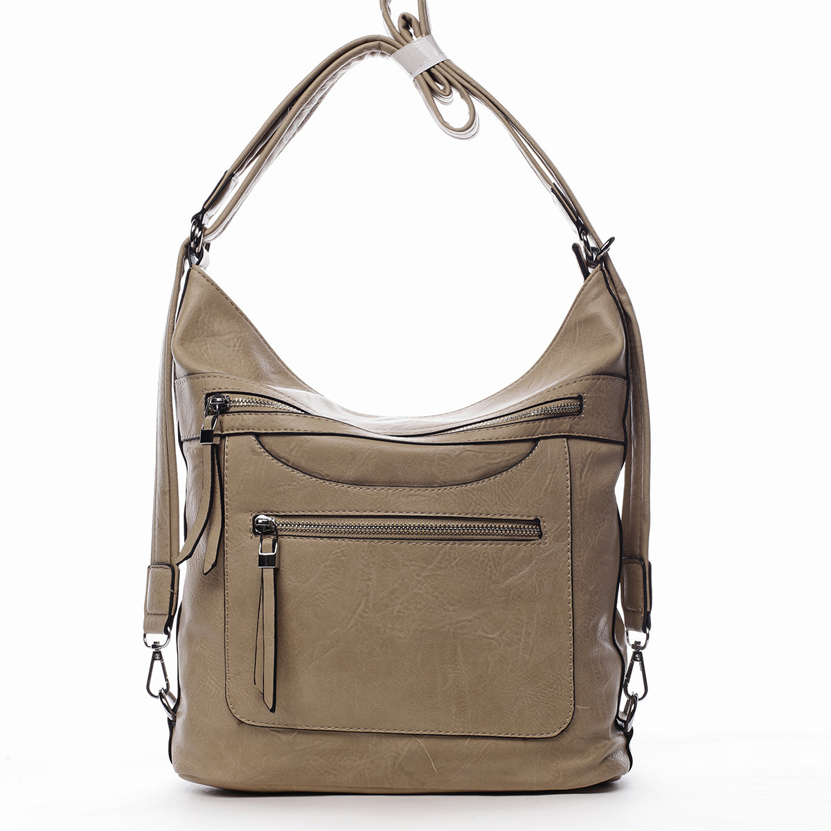 Pohodlná dámská koženková kabelka/batoh Fidéle zemitá