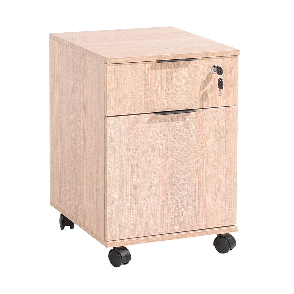 Uzamykatelný kontejner na kolečkách CORNO se zámkem, dub sonoma