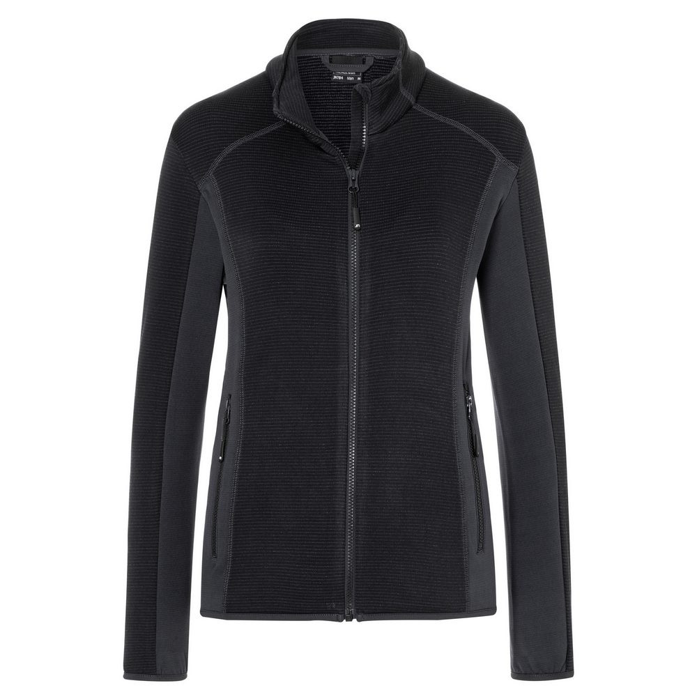 James & Nicholson (Daiber) Dámská strečová fleecová mikina JN783 - Černá / tmavě šedá | L