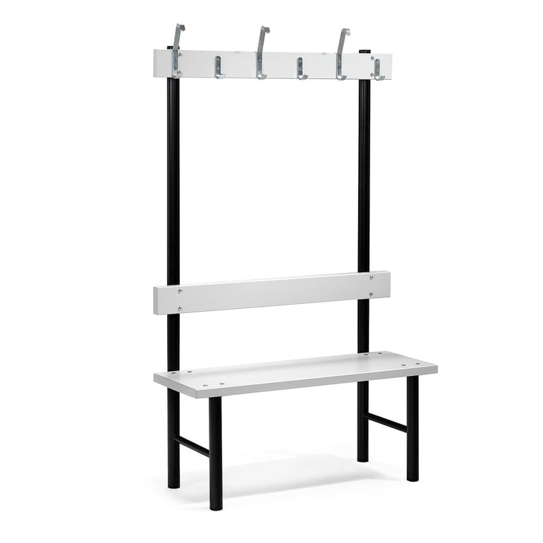 Šatní lavice s věšákem STADIUM, 6 háčků, 1000 mm, šedá