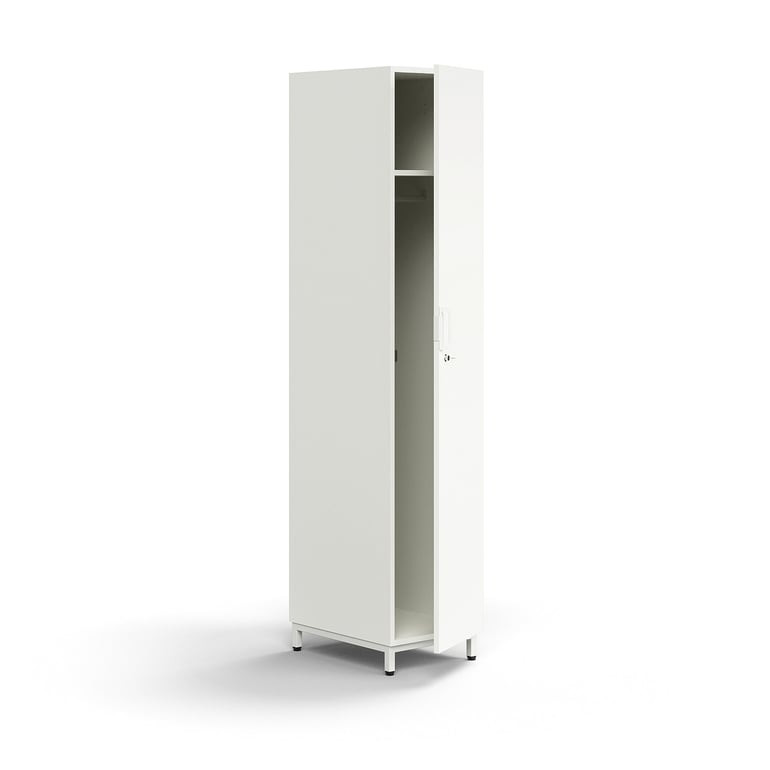 Šatní skříň QBUS, uzamykatelná, šatní tyč, nohy, 2020x400x570 mm, bílá