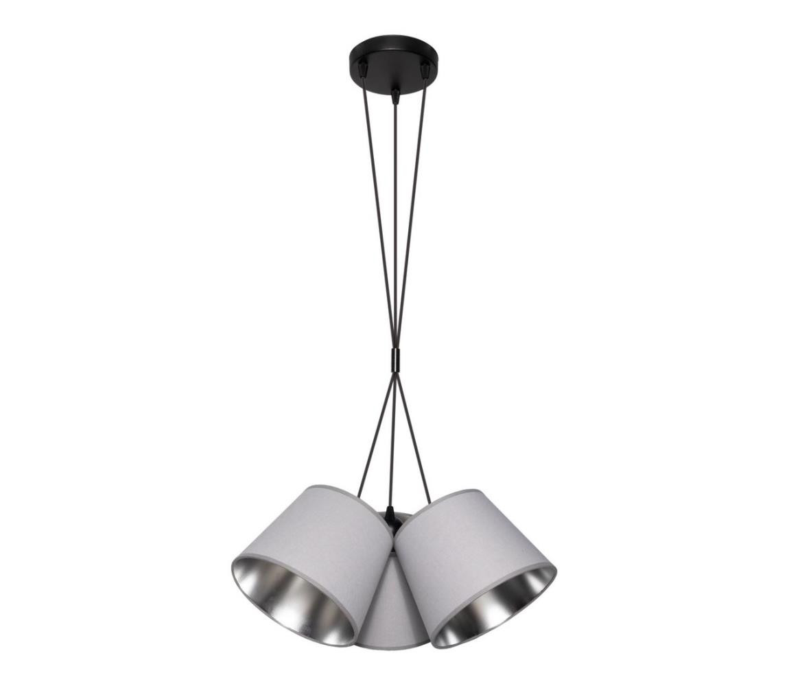 Lustr na lanku ZOMA 3xE27/60W/260V šedá/lesklý chrom