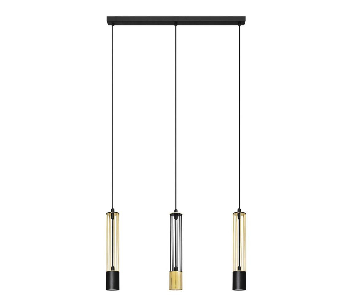 LED Lustr na lanku BARS 3xGU10/4,8W/230V černá/zlatá