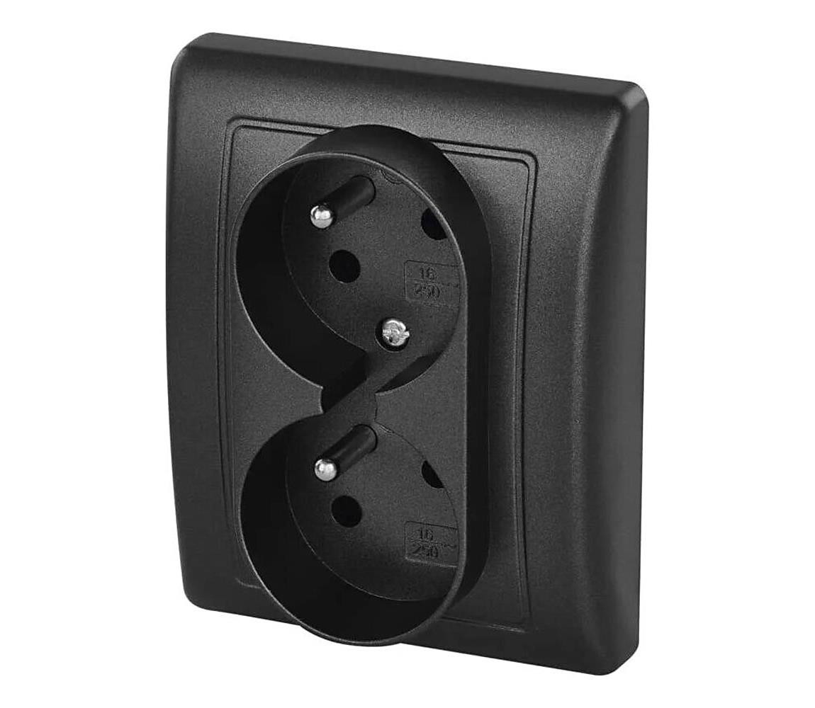 Dvojitá zásuvka domovní 250V/16A antracit