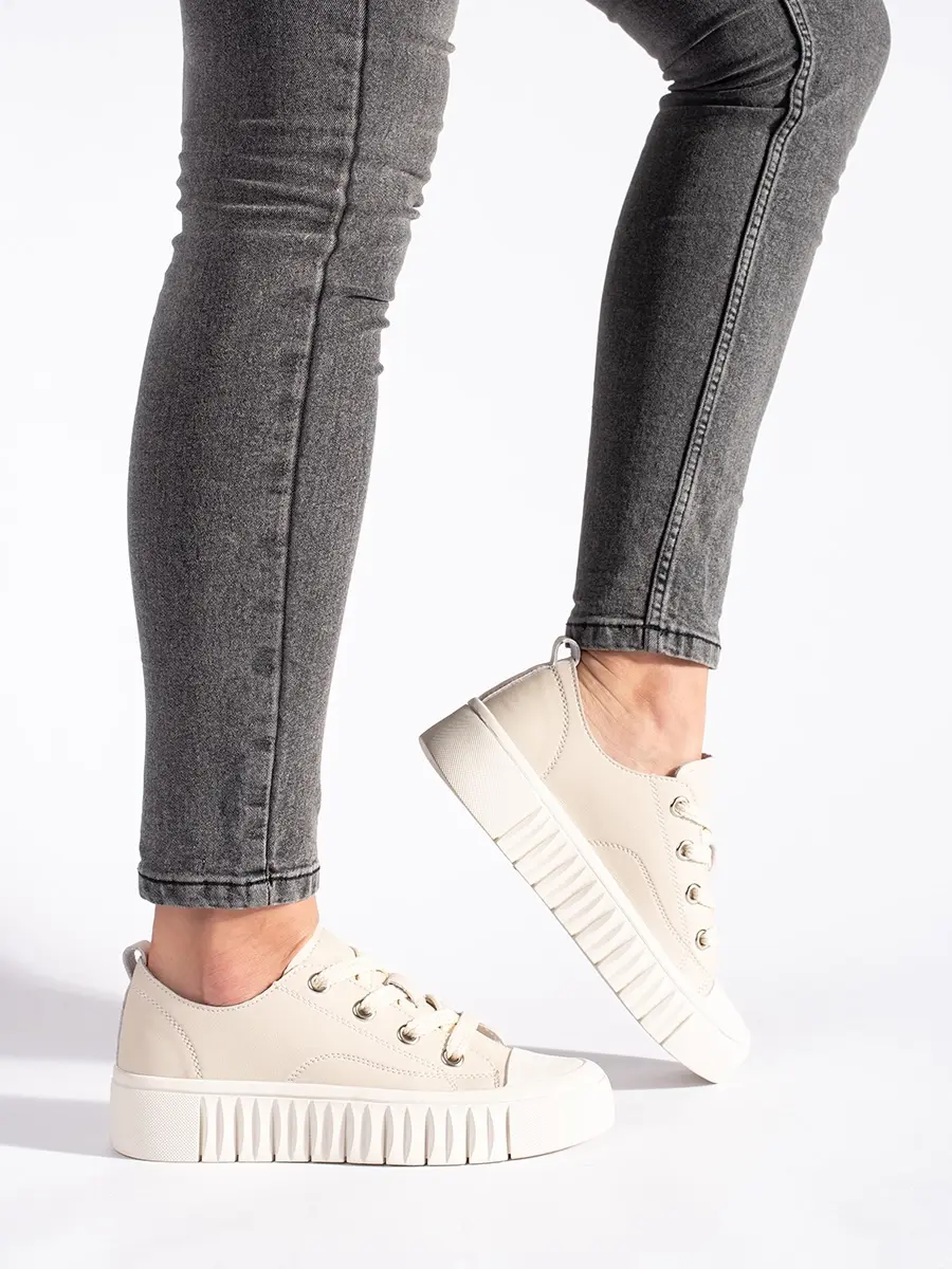 Jedinečné béžové tenisky dámské na platformě