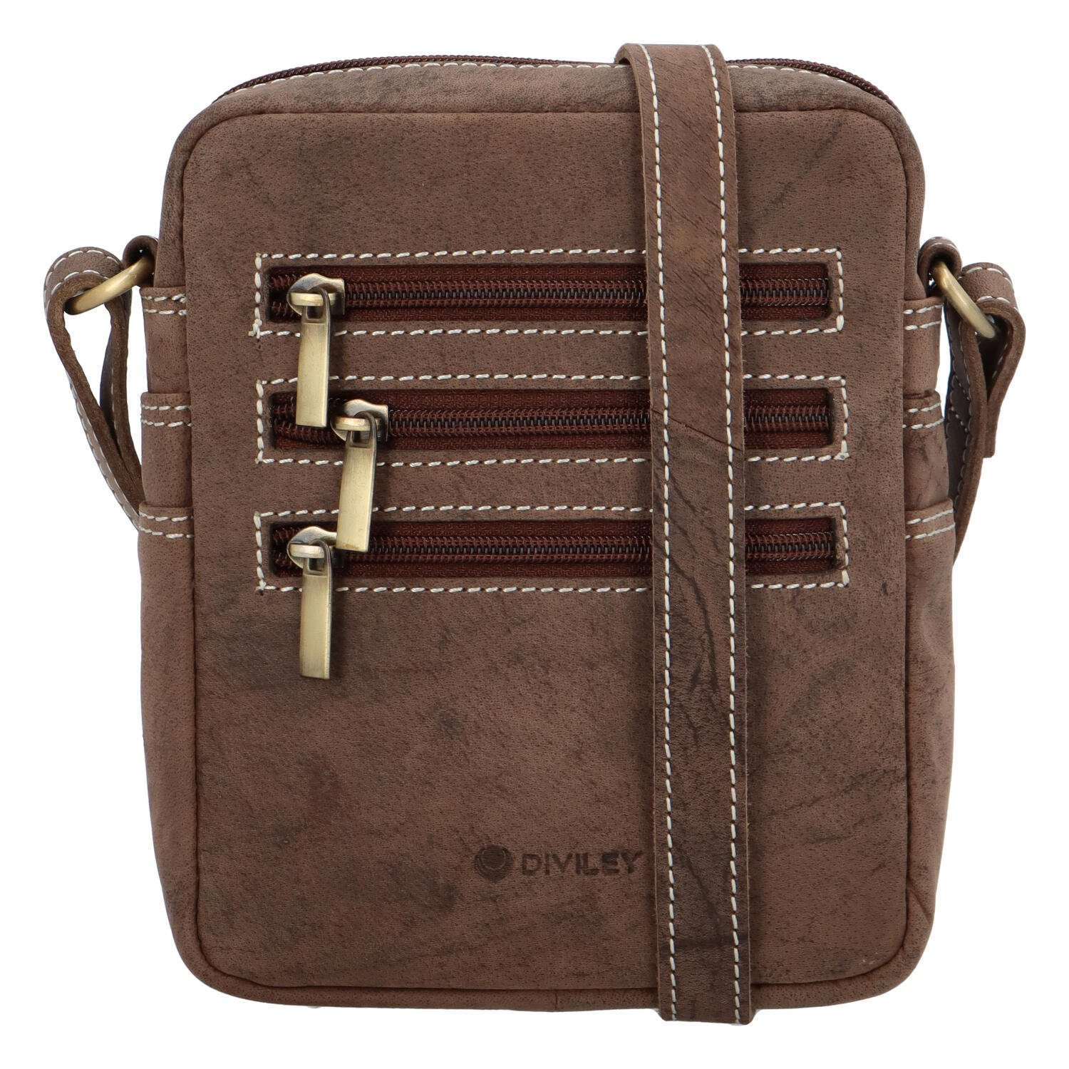Pánská kožená taška broušená hnědá - Diviley Bronx New22 hnědá