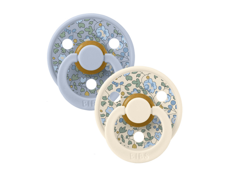 BIBS Dudlíky LIBERTY COLOUR Ivory Baby/Baby Blue - vel. 1, přír.kaučuk 2ks