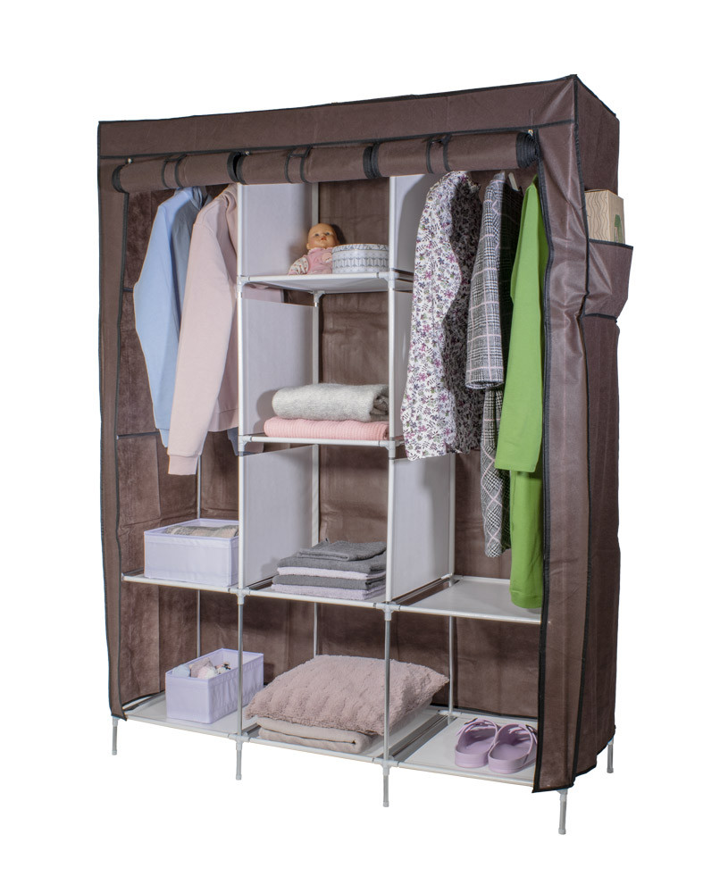 HomeLife Textilní skříň TextilHome XXL hnědá 126 x 160 x 45 cm