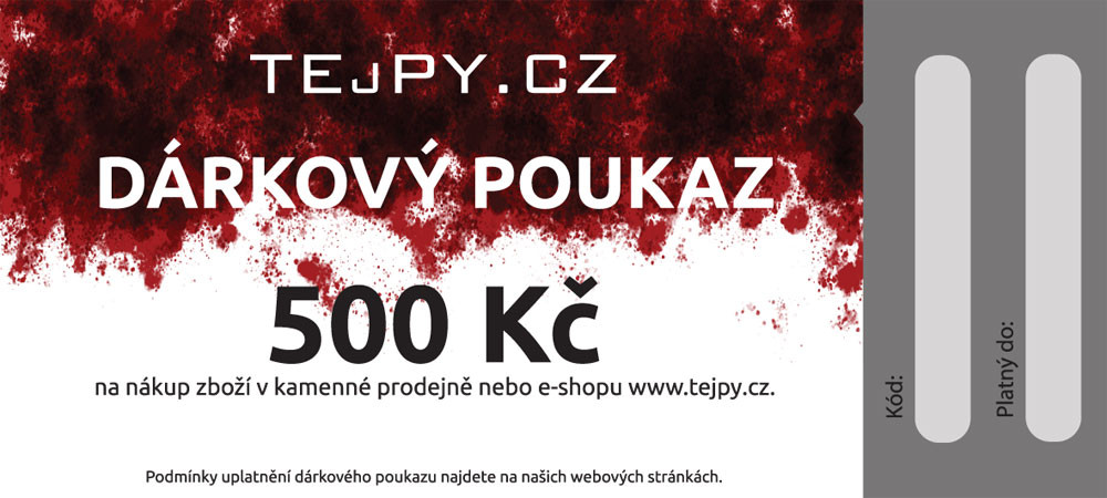 TEJPY.cz Dárkový poukaz emailem Varianta: 500 Kč