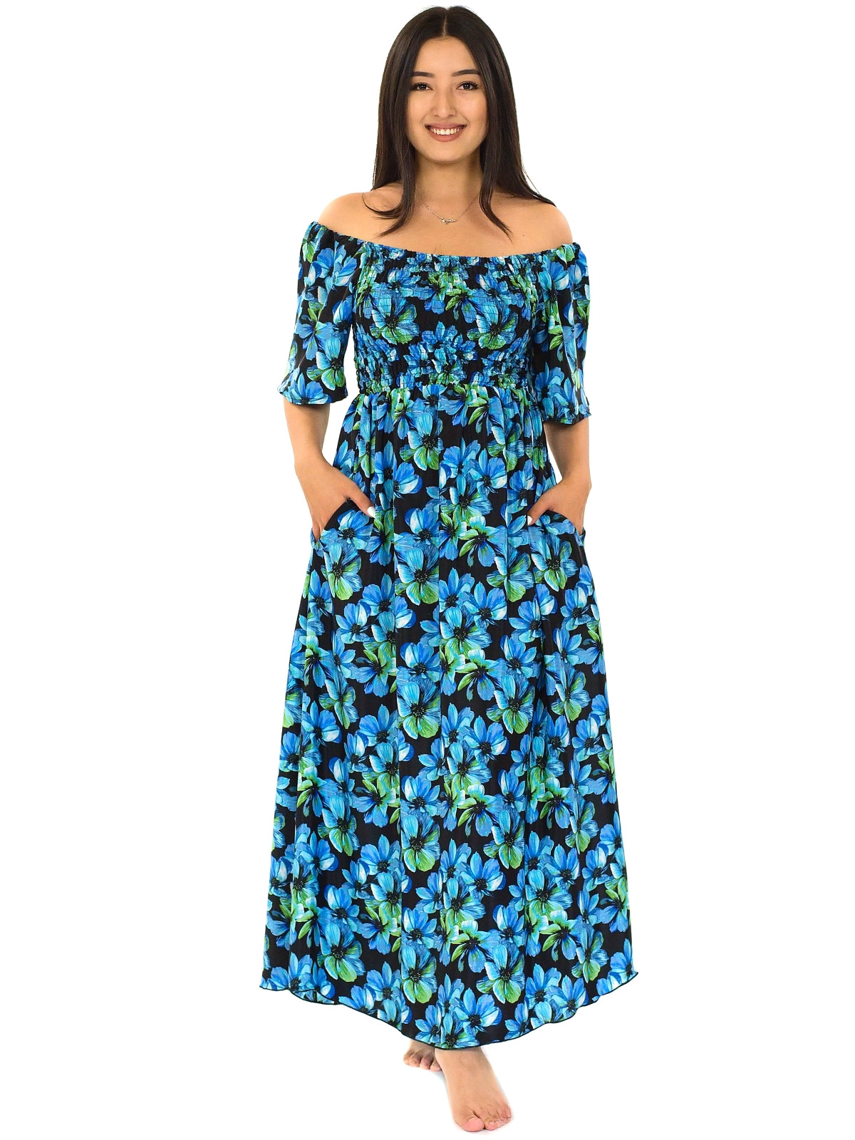 Himalife Dlouhé šaty  Amaya - černá s modrou Velikost: S/M