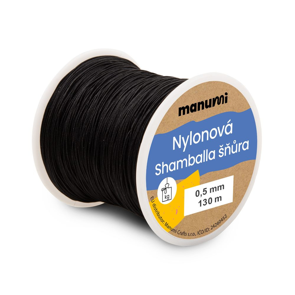 Manumi nylonová šňůrka na Shamballa náramky 0,5 mm/130 m černá - 1 ks