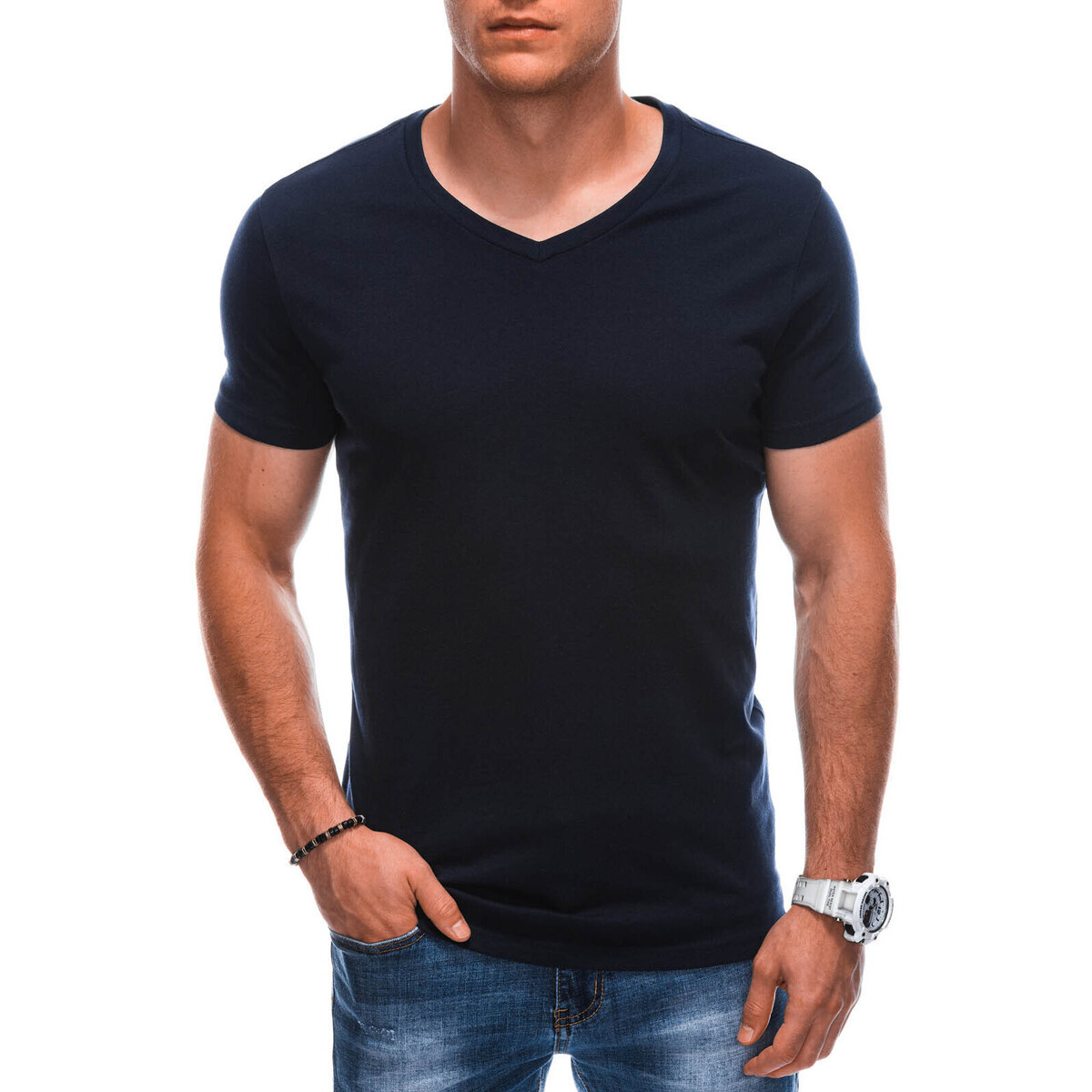 Deoti  Men apos;s basic V-neck t-shirt EM-TSBS-0101 - navy blue  Tmavě modrá