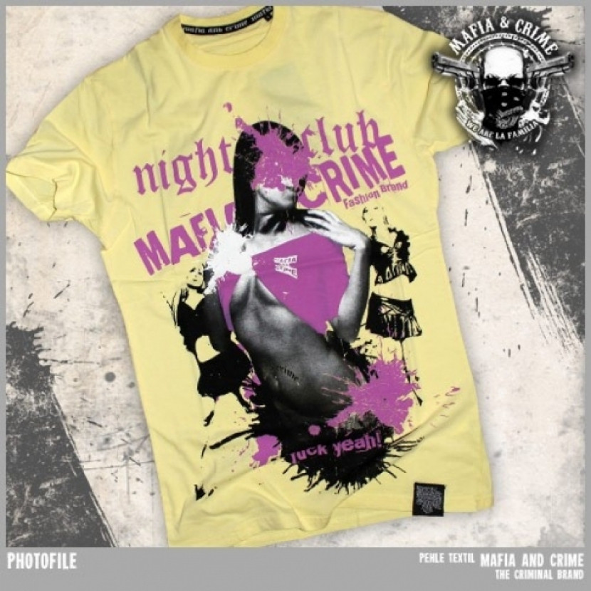 Tričko Mafia & Crime Night Club - žluté, S