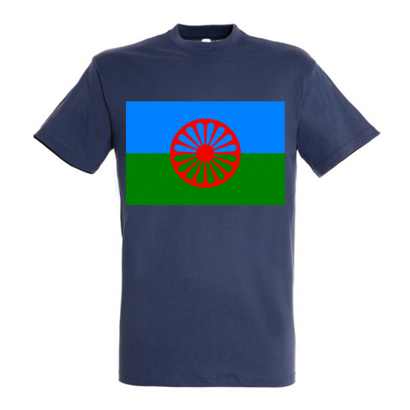 Triko s romskou vlajkou - navy, XL