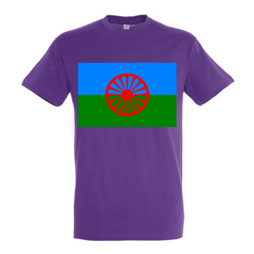 Triko s romskou vlajkou - fialové, XL