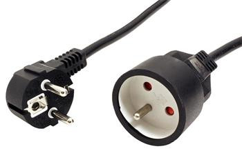 Kabel síťový prodlužovací 230V, CEE 7/7 (M-F), 3m, černý