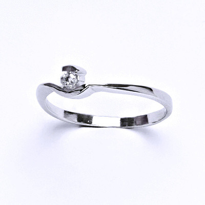 Stříbrný prsten, prstýnek ze stříbra, syntetický zirkon, váha 1,09 g, vel.51