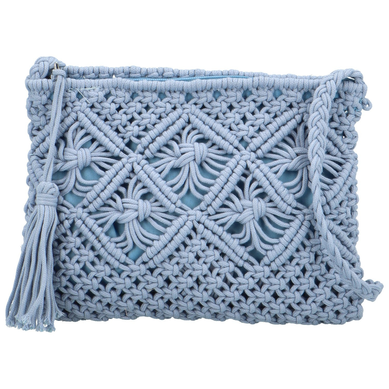 Módní dámská pletená crossbody kabelka Afrodita, světle modrá