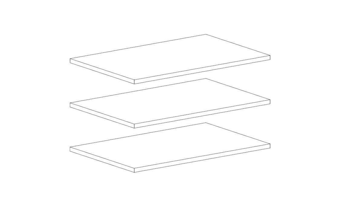 Police do skříně KEBAN - 3ks, šedá imitace textílie, 5 let záruka